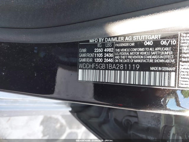 43974299 :رقم المزاد ، WDDHF5GB1BA281119 vin ، 2011 Mercedes-benz E 350 مزاد بيع
