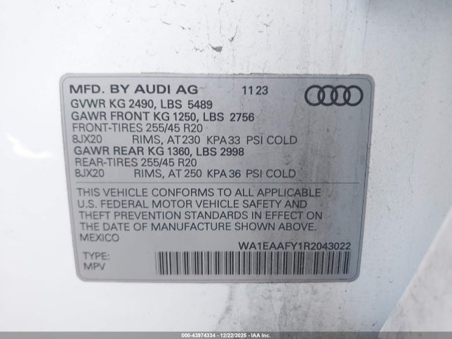 2024 AUDI Q5 WA1EAAFY1R2043022 Photo 8