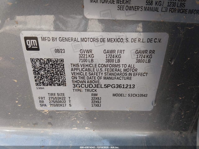 3GCUDJEL5PG361213 Chevrolet Silverado 1500 4wd Short Bed High Country
