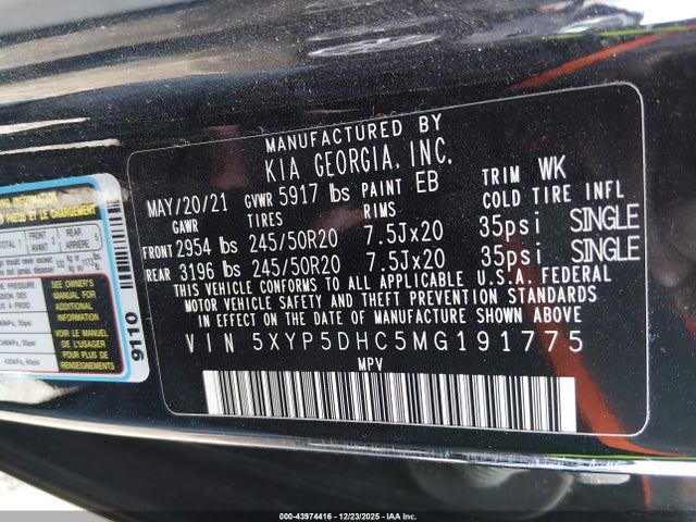 2021 KIA TELLURIDE 5XYP5DHC5MG191775 Photo 8