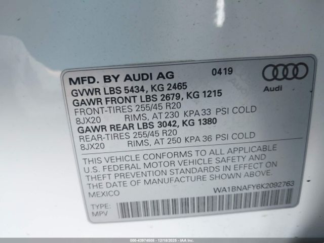 2019 AUDI Q5 WA1BNAFY6K2092763 Photo 8