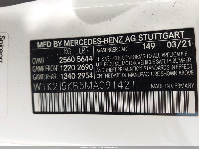 2021 MERCEDES-BENZ CLS 450 W1K2J5KB5MA091421 Photo 8