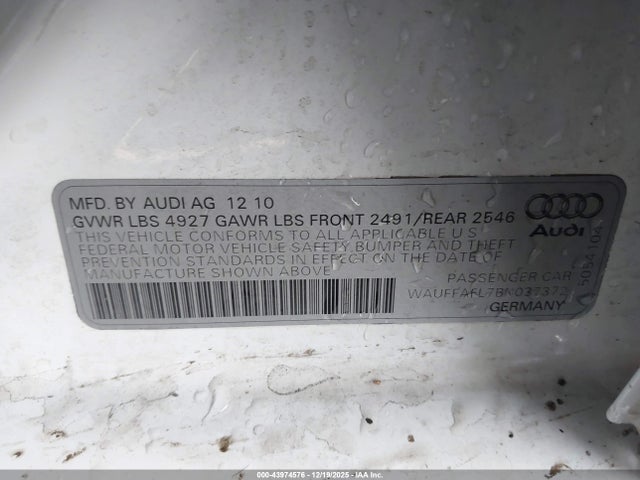 2011 AUDI A4 WAUFFAFL7BN037372 Photo 8