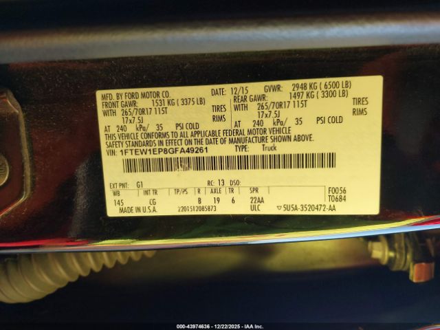 2016 FORD F-150 1FTEW1EP8GFA49261 Photo 8