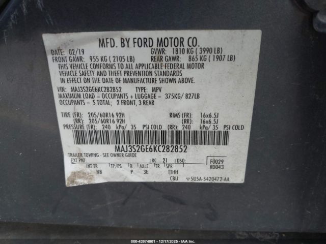 2019 FORD ECOSPORT MAJ3S2GE6KC282852 Photo 8