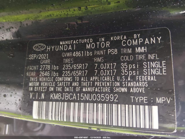 Hyundai Tucson Hybrid Blue 2022 KM8JBCA15NU035992 Image 9