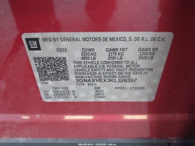 2019 CHEVROLET EQUINOX 3GNAXVEX3KL326357 Photo 8