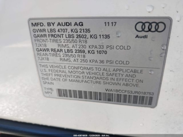 2018 AUDI Q3 WA1BCCFS3JR018753 Photo 8