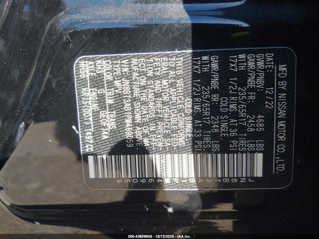 2023 Nissan Rogue S Intelligent Awd მანქანა იყიდება აუქციონზე, vin: JN8BT3AB1PW469059, აუქციონის ნომერი: 43975002