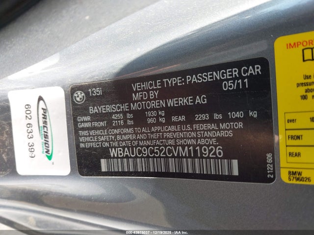 2012 BMW 135I WBAUC9C52CVM11926 Photo 8