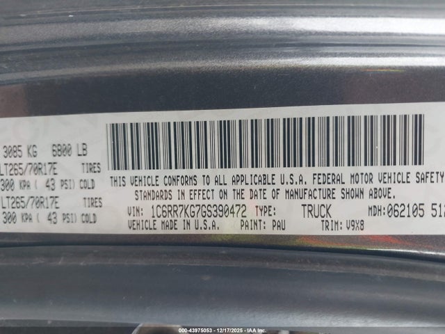 1C6RR7KG7GS390472 RAM 1500 Tradesman