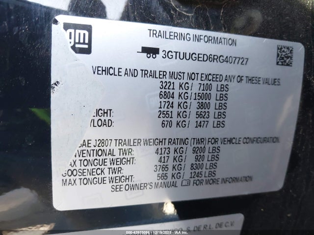 3GTUUGED6RG407727 GMC Sierra 1500 4wd Short Box Denali