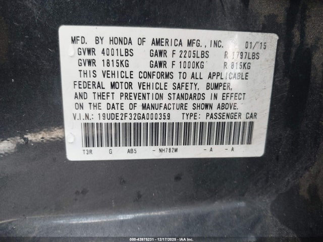 Acura Ilx 2.4l/acurawatch Plus Package 2016 19UDE2F32GA000359 Image 9