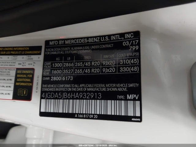 Mercedes-Benz GLE 350 2017 4JGDA5JB6HA932913 Image 9