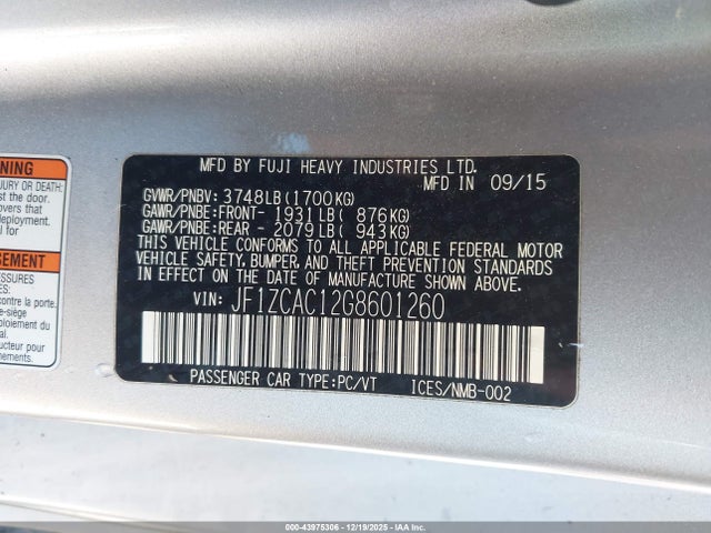 Subaru Brz Limited 2016 JF1ZCAC12G8601260 Image 9
