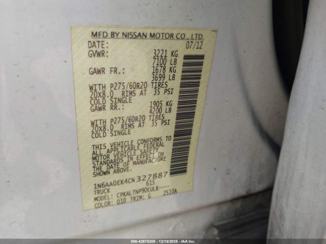 2012 NISSAN TITAN 1N6AA0EK4CN327887 Photo 8