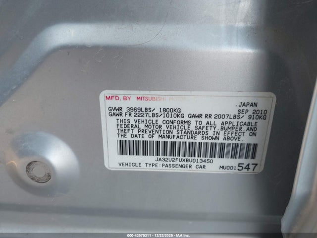 2011 MITSUBISHI LANCER JA32U2FUXBU013450 Photo 8
