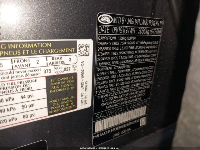 SALWR2SU1LA889975 Land Rover Range Rover Sport Hse Mhev