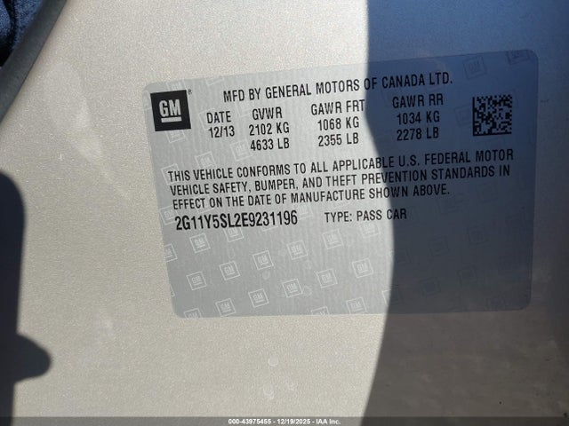 2G11Y5SL2E9231196 Chevrolet Impala 1ls