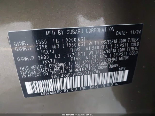 4S4BTANC8S3182763 Subaru Outback Limited
