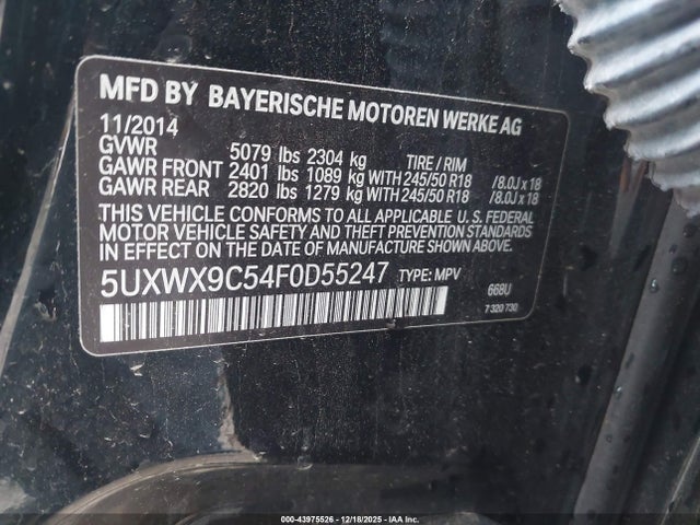 Продаж на аукціоні авто 2015 Bmw X3 Xdrive28i, vin: 5UXWX9C54F0D55247, номер лоту: 43975526