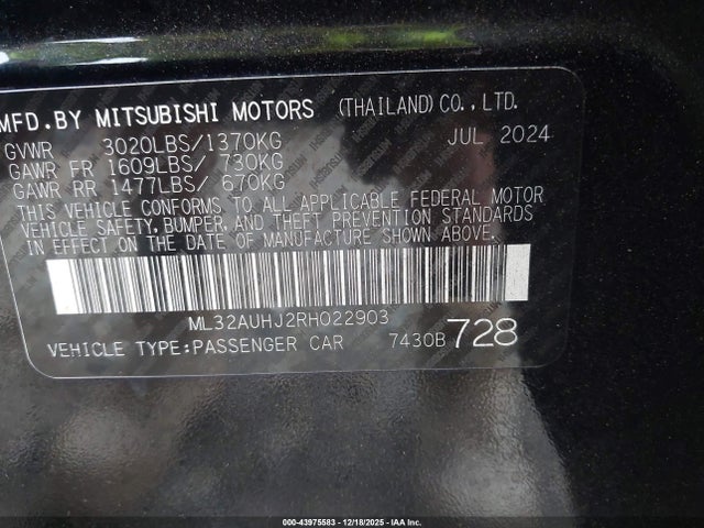 2024 MITSUBISHI MIRAGE ML32AUHJ2RH022903 Photo 8
