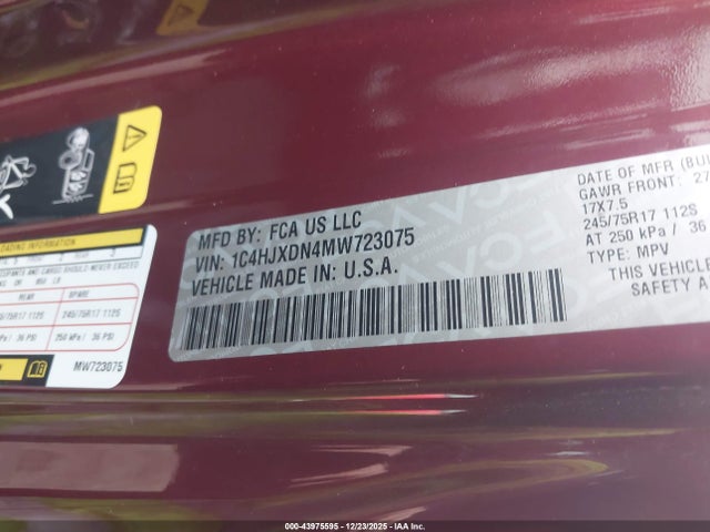 1C4HJXDN4MW723075 Jeep Wrangler Unlimited Islander 4x4