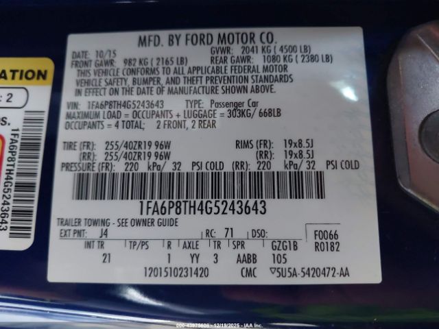 2016 FORD MUSTANG 1FA6P8TH4G5243643 Photo 8