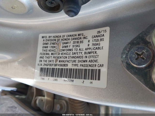 Honda Civic Lx 2015 2HGFB2F58FH560809 Image 9