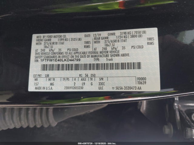 Ford F-150 Xlt 2020 1FTFW1E40LKD44799 Image 9