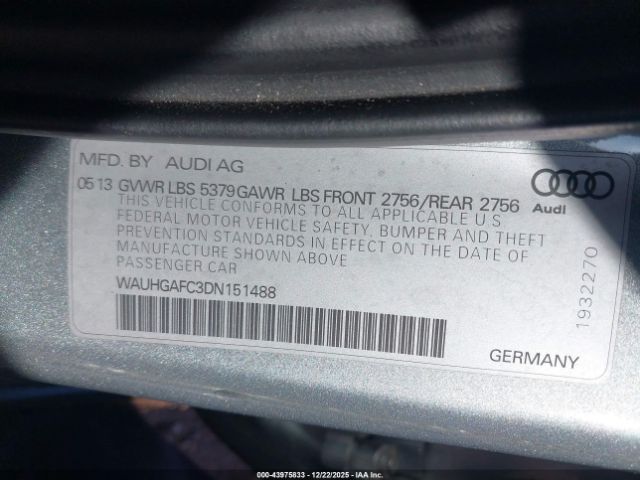 2013 AUDI A6 WAUHGAFC3DN151488 Photo 8