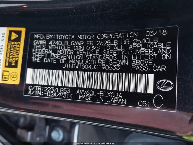 2018 LEXUS ES 300H JTHBW1GG4J2190633 Photo 8