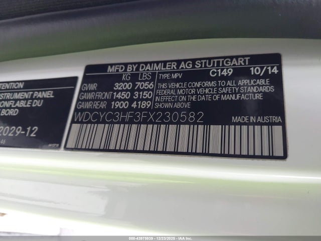 2015 MERCEDES-BENZ G 550 WDCYC3HF3FX230582 Photo 8