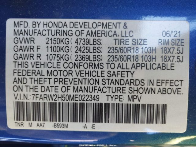 2021 HONDA CR-V 7FARW2H50ME022349 Photo 8