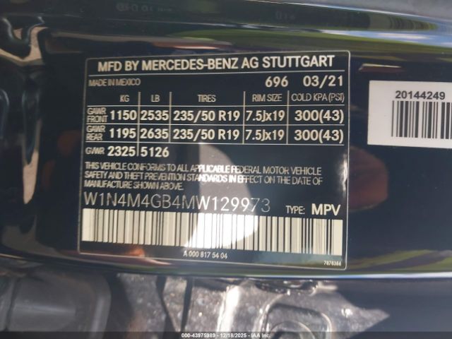 2021 MERCEDES-BENZ GLB 250 W1N4M4GB4MW129973 Photo 8