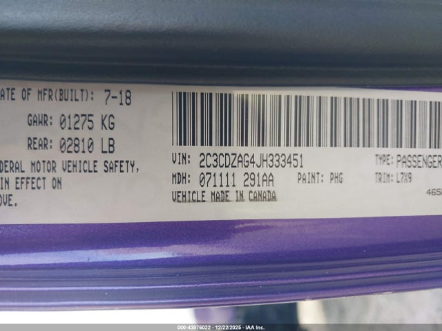 Dodge Challenger Sxt 2018 2C3CDZAG4JH333451 Image 9