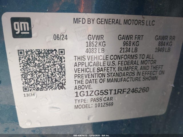 2024 CHEVROLET MALIBU 1G1ZG5ST1RF246260 Photo 8