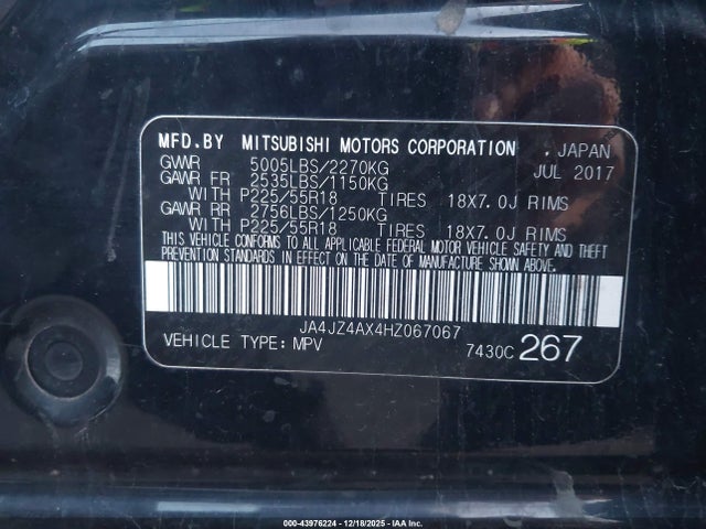 2017 MITSUBISHI OUTLANDER JA4JZ4AX4HZ067067 Photo 8