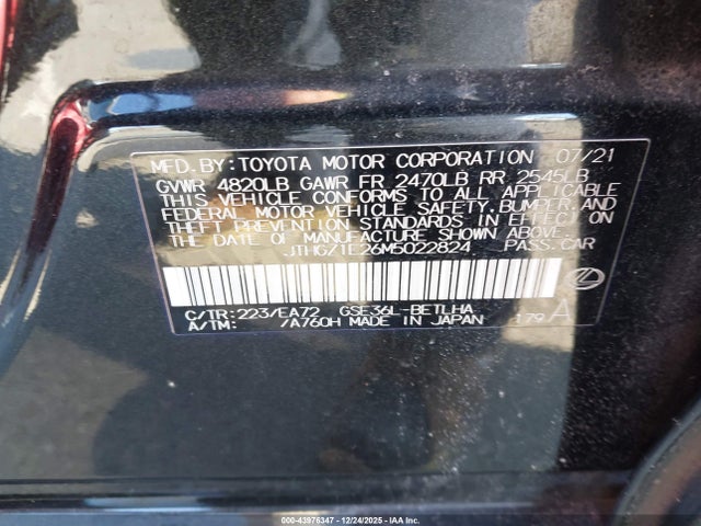 2021 LEXUS IS 350 JTHGZ1E26M5022824 Photo 8