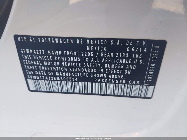 Volkswagen Jetta 1.8t Se 2014 3VWD17AJ2EM309534 Image 9