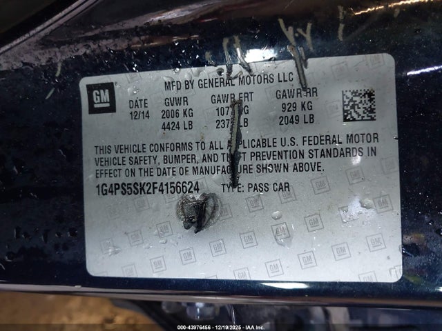 Aukcja sprzedaży 2015 Buick Verano Leather Group, vin: 1G4PS5SK2F4156624, numer aukcji: 43976456