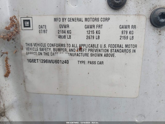 1998 CADILLAC ELDORADO 1G6ET1296WU601240 Photo 8