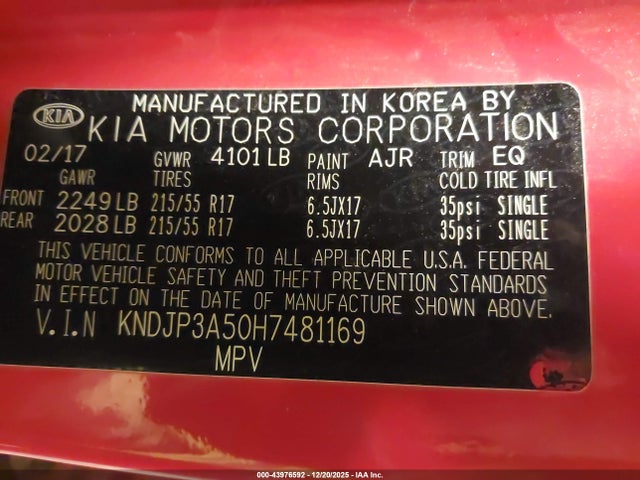 KNDJP3A50H7481169 KIA SOUL +