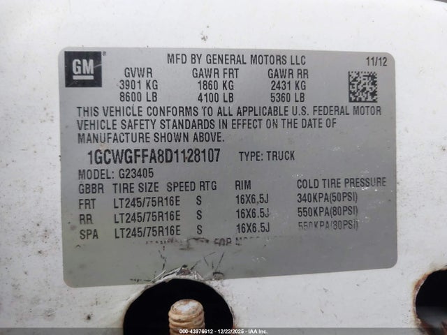 2013 CHEVROLET EXPRESS 2500 1GCWGFFA8D1128107 Photo 8