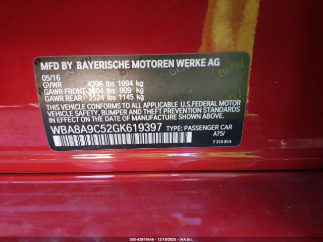 2016 BMW 320I WBA8A9C52GK619397 Photo 8