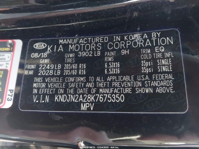 2019 KIA SOUL KNDJN2A28K7675350 Photo 8
