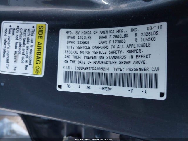 2010 ACURA TL 19UUA9F53AA009214 Photo 8
