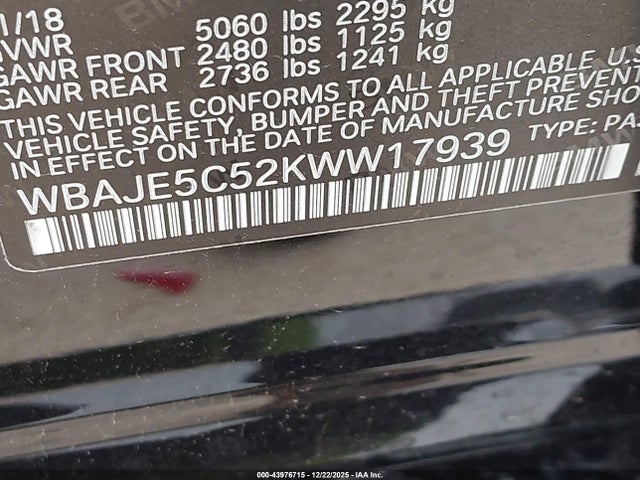WBAJE5C52KWW17939 BMW 540I