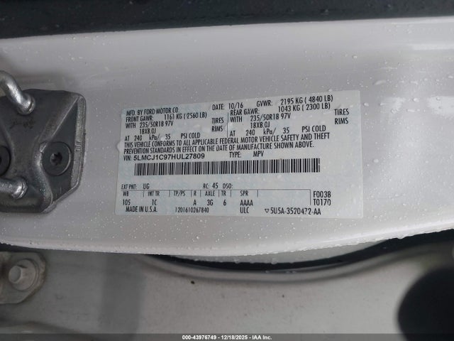 Lincoln Mkc Premiere 2017 5LMCJ1C97HUL27809 Image 9