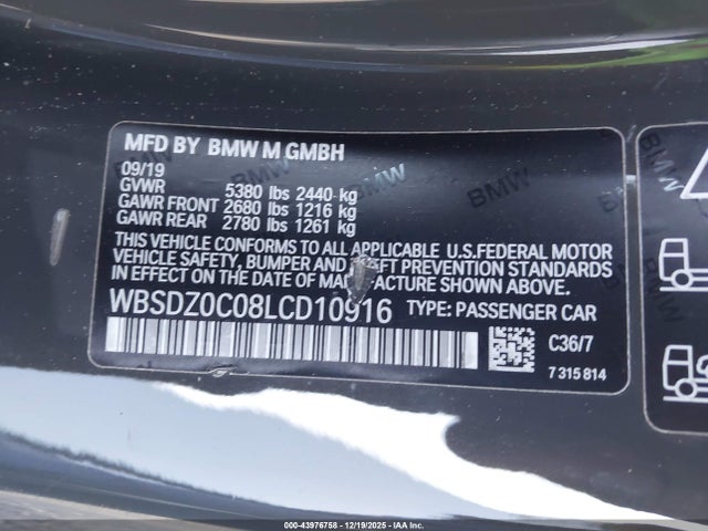 2020 BMW M8 WBSDZ0C08LCD10916 Photo 8